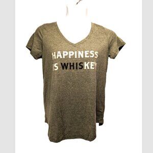 NWOT Torrid Happiness Is Whiskey Dusty Olive V -Neck Classic Fit Tee 00 (M)